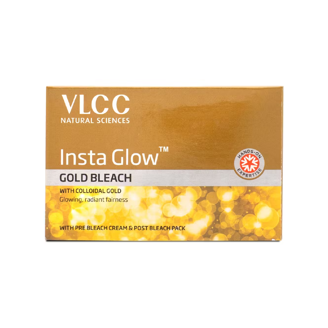 VLCC Insta Glow Gold Bleach Pack of 2 – 30g Instant Fairness Facial Bleach Kit